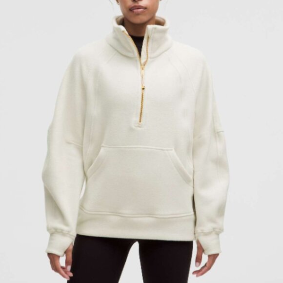 Lululemon Scuba Tumbled Fleece Funnel-Neck Half Zip NWT Size M/L Bone - Picture 1 of 5